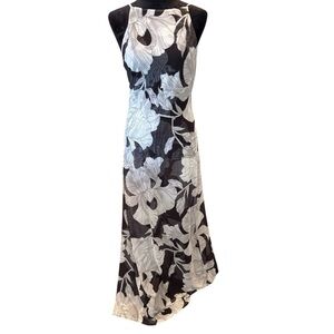 NWT Gianni Bini x Carlin Bell Marie Floral Mesh Halter A-line Maxi Dress,Medium